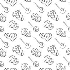 food pattern, seamless pattern of food and beverage in hand drawn style pattern background