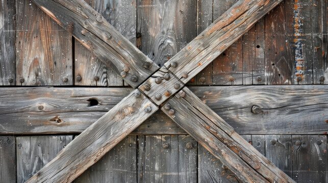 Aged wood background with missing cross braces