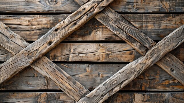 Aged wood background with missing cross braces