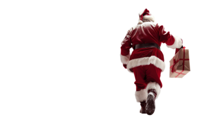 Santa running on transparent background