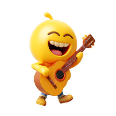 3d funny emoji playing guitar. AI generated 