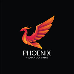 Obraz premium Vector Logo Illustration Phoenix Gradient Colorful Style