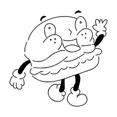 funny cartoon burger mascot 