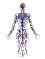 3D Illustration of Head to Spine Nerve System