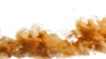 Sand explosion dust on transparent background 
