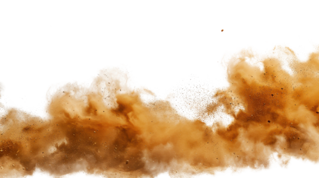 Sand explosion dust on transparent background 