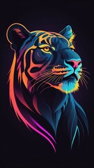 Outline animal neon the dark gradient colors