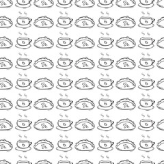 food pattern, seamless pattern of food and beverage in hand drawn style pattern background