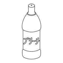 プラスチックボトルに入った漂白剤の線画