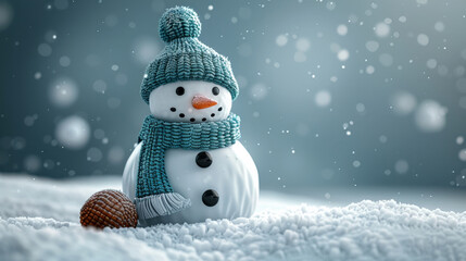 background with basic shapes forming a snowman, keeping features minimal and clean for a modern Christmas or winter theme