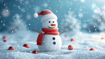 Obraz premium background with basic shapes forming a snowman, keeping features minimal and clean for a modern Christmas or winter theme