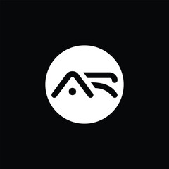AR letter logo design in a circle