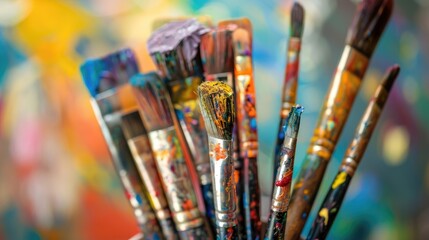 Fototapeta premium Brush and paint for creative pursuits and pastimes