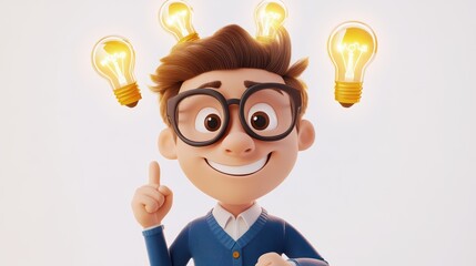 Good Idea. Smart Idea. Bright Idea. A CEO have a good idea. 3d illustrator cartoon.