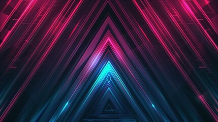 Fototapeta premium Abstract Background with Diagonal Neon Lines and a Center Triangle