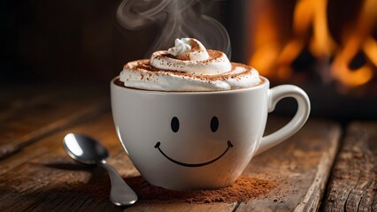 Capture the essence of warmth and delight with this inviting scene of a steaming hot coffee topped with frothy cappuccino. This delicious, emotive image perfectly blends entertainment and emotions.


