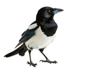 Obraz premium Black and White Magpie Bird Standing isolated