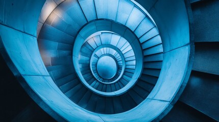 Fototapeta premium a detailed shot of a blue spiral staircase in a modern building