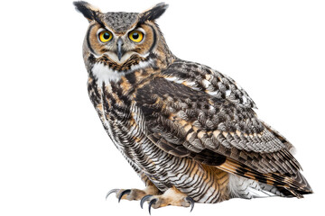 Fototapeta premium Great Horned Owl with Intense Yellow Eyes