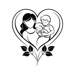 Mother's Day silhouette vector art, perfect for heartfelt and celebratory designs.