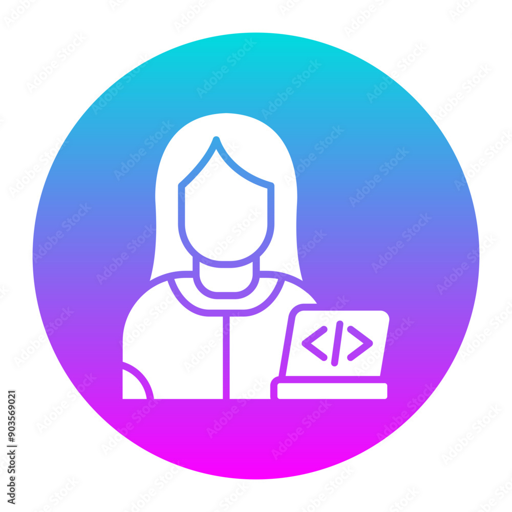 Canvas Prints Developer Female vector icon. Can be used for No Code iconset.