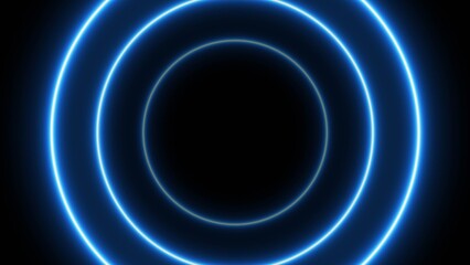 Abstract beautiful neon light circle radio waves 4k illustration background.