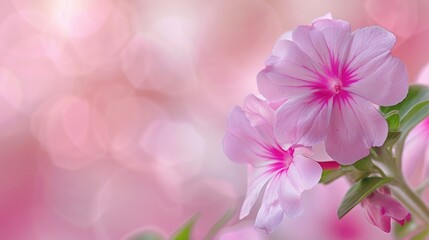 Close up macro shot of pink Periwinkle flower with empty space for text