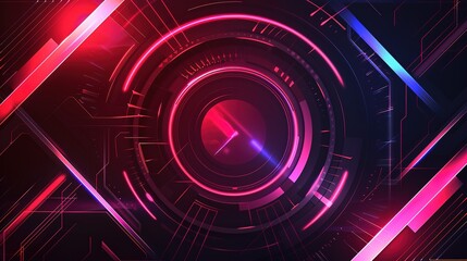 Abstract Futuristic Design with Glowing Neon Lines and Shapes