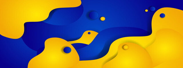 Abstract fluid background with blue and yellow