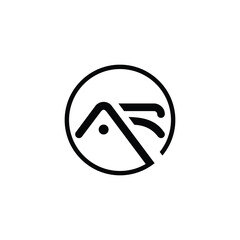 AR letter logo design in a circle