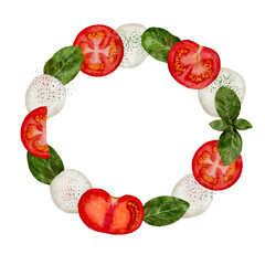 Fresh Caprese Salad Wreath mix of tomato, mozzarella, basil, a classic Italian dish