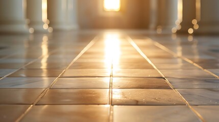 Fototapeta premium Floor tiles with a geometric pattern creating a sense of depth