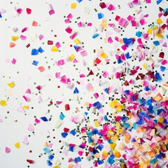 Fototapeta premium coloured confetti as a white New Year's background. AI generative.