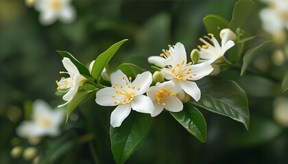 Fototapeta premium Backgrounds of pure white jasmine flowers with soft colors