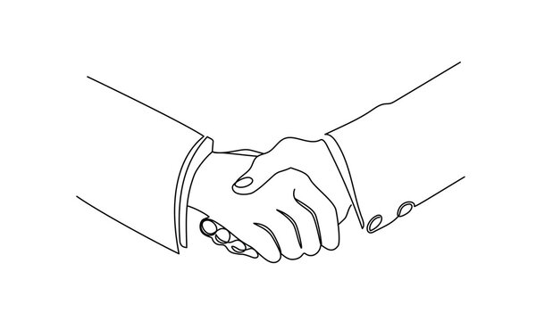 recommend clip art: Handshake in one continuous line drawing. One line poster. Outline Handshake hands. For interior design and presentations. Vector illustration.