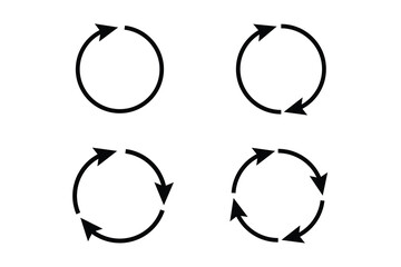 Circle arrow icon set. rotate arrow icon, reload, refresh, loading, recycle and repeat icon or symbol. Interconnecting round arrow vector icons set. Work in progress sign. loop circle arrow vector.
