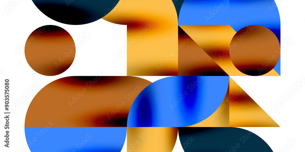 Poster tech minimal circular shapes geometric art. vector modern circles