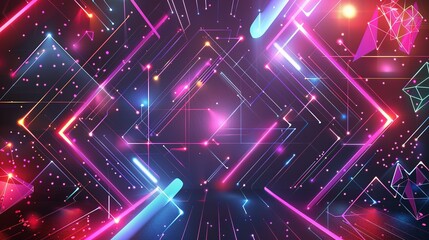 Fototapeta premium Abstract Neon Lights and Geometric Shapes Background