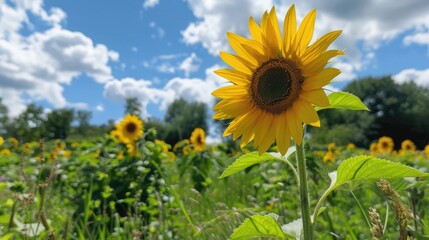 Bright sunflower on a lovely summer day