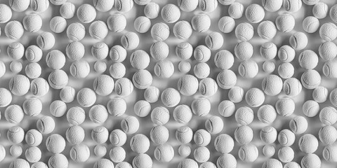 a background of white tennis balls filling in the entire pure white background
