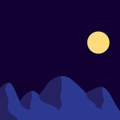 Fototapeta premium Nighttime nature background in the countryside with a full moon and dark sky