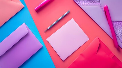 Abstract Background Illustration of Pink, Red, Blue, and Purple Paper