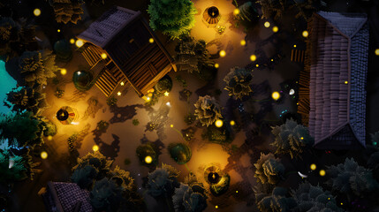 Top View Christmas Battle Map - Winter Setting for Dungeons and Dragons