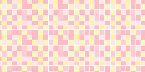 Baby pink and lemon yellow tiles background, clean and flat surface texture, white background
