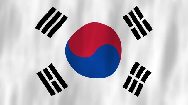 South Korea flag country animation 3D symbol design waving in wind movement national patriotism world culture emblem banner Asia red white blue