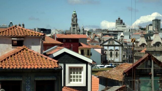 the view over some houses and their roofs in Porto, Portugal.