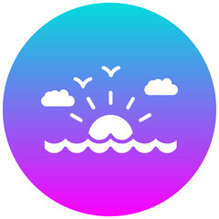 Sunset vector icon. Can be used for Beach Resort iconset.