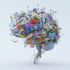 3D Illustration of Flower Brain
