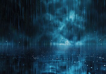 Rainy Night with Glowing Lights