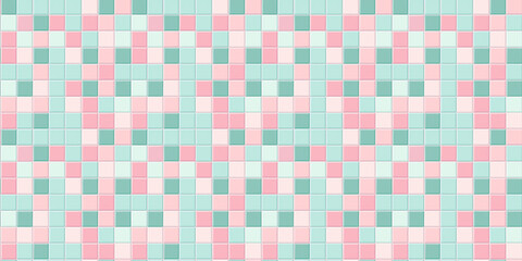 Fototapeta premium Blush pink and light teal tiles background, clean and flat surface texture, white background